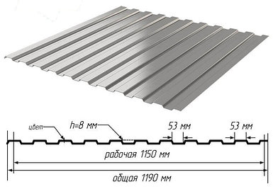 Профлист оцинкованный С8