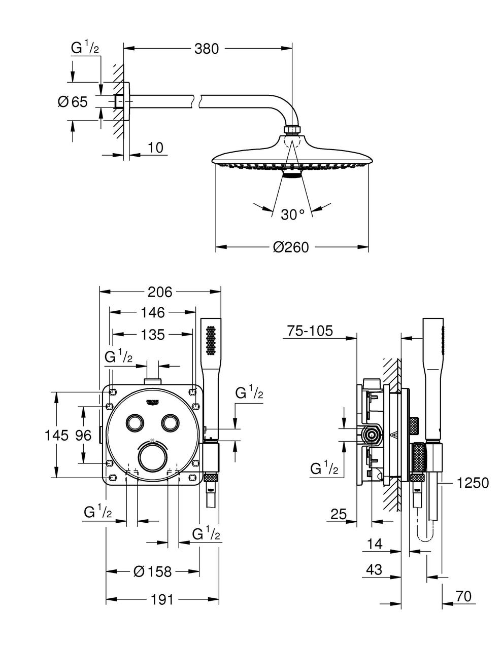 Душевая система GROHE Grohtherm SmartControl 34744000 - фото 2 - id-p105438280