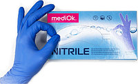 Перчатки MediOk смотровые нитриловые, не опудренные гладкие, нест,одноразовые цвет голубой размер L