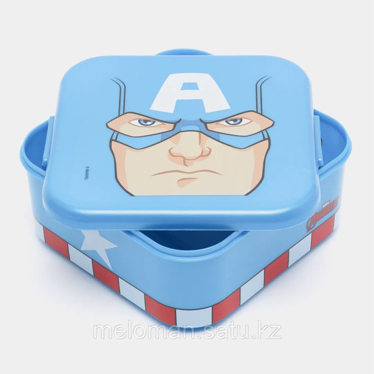 Мстители: Ланч-бокс Капитан Америка пластиковый квадратный - фото 3 - id-p115735135