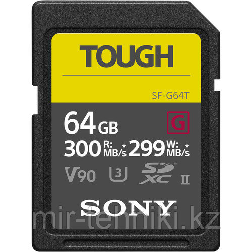 Карта памяти Sony 64GB SF-G Tough UHS-II SDXC 299Mb/s - фото 1 - id-p115741742