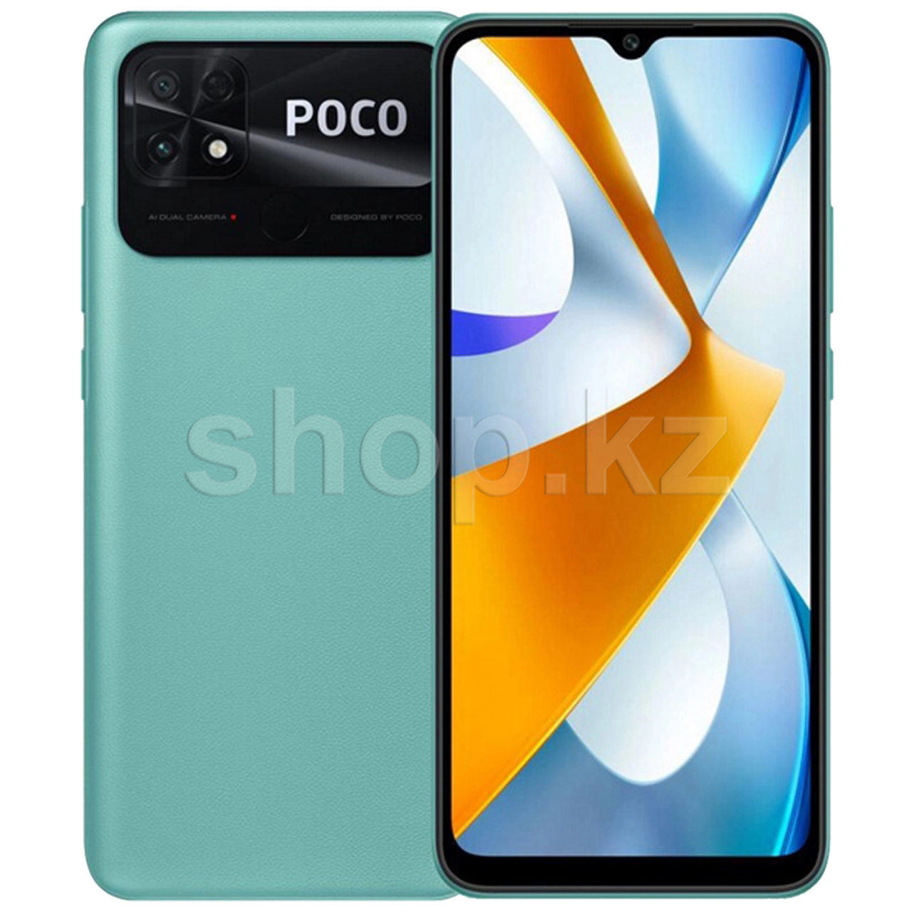 Смартфон POCO C40, A11 /2.0GHz/4GbRAM/64GbROM/6.71", Coral Green - фото 1 - id-p115741786