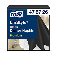 Салфетки Tork Premium Linstyle, 1-слойные, 50 шт., размер листа 39*39 см, черные, цена за 1 уп