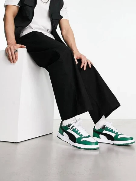 Puma RBD Game Low trainers in white, black and green - фото 4 - id-p115746887