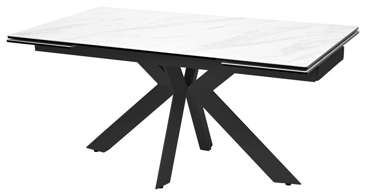 Стол BELLUNO 160 MARBLES KL-99 Белый мрамор матовый, итальянская керамика/ черный каркас,, фото 1