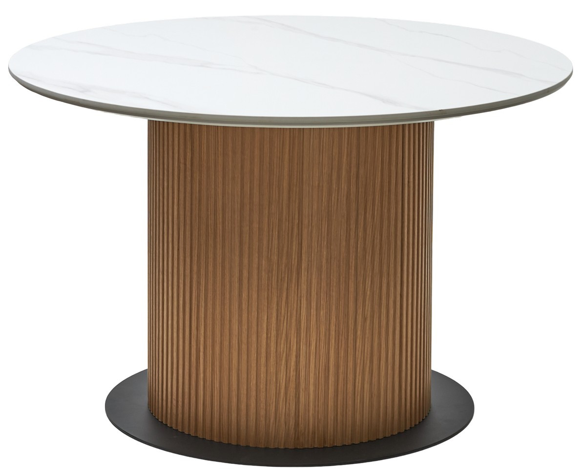 Стол MESA D120 цвет БЕЛЫЙ МРАМОР M326 / Каркас OAK,