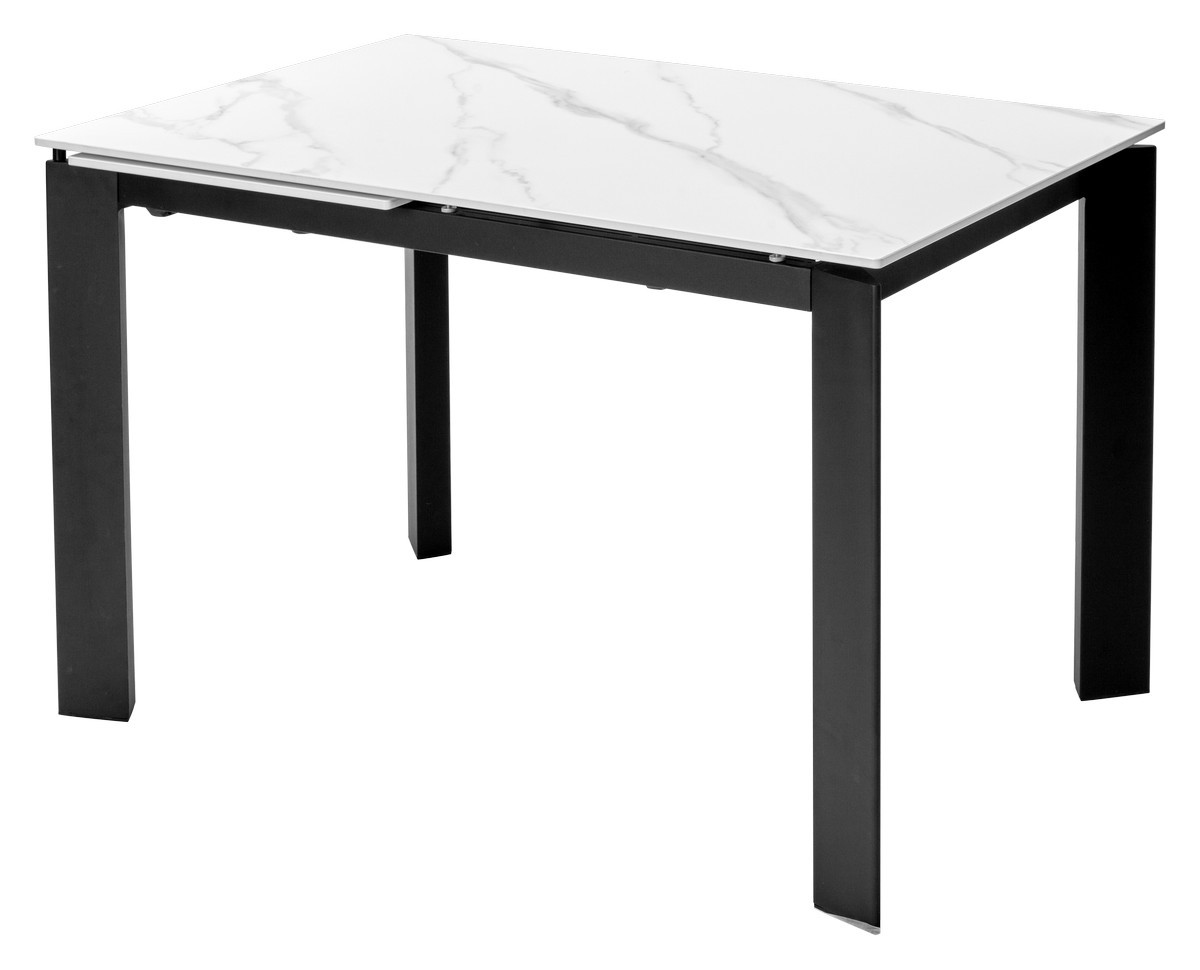 Стол CORNER 120 MATT WHITE MARBLE SOLID CERAMIC / BLACK,