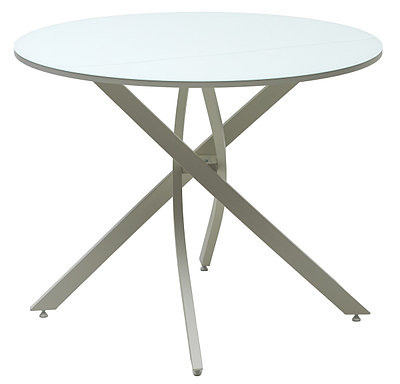 Стол ДАРИО D100 Белый, стекло/ Белый каркас