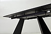 Стол Купер 160 БЕЛЫЙ МРАМОР, черная шагрень, стекло / ЧЕРНЫЙ каркас, фото 5