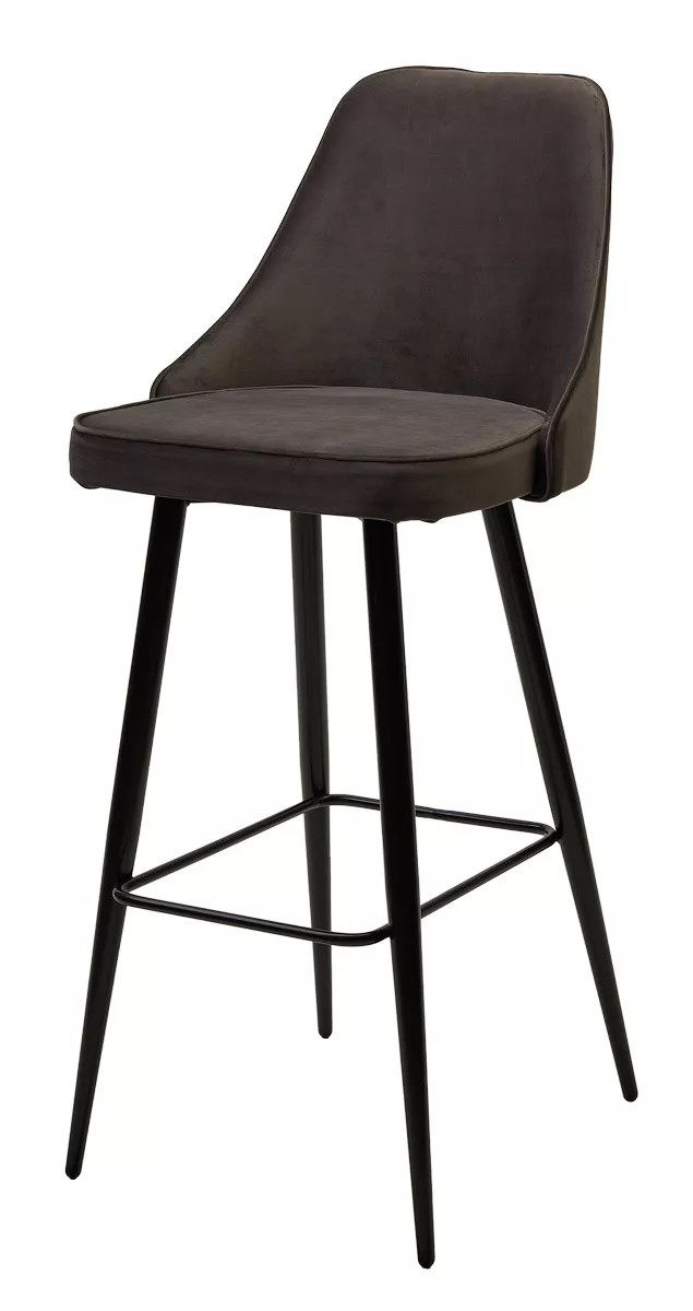 Барный стул NEPAL-BAR ГРАФИТ #14, велюр/ черный каркас (H=78cm)