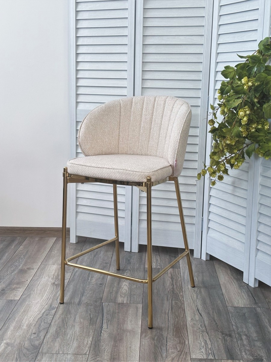 Полубарный стул WENDY TRF-11 светло-бежевый, ткань / золотой каркас (H=65) - фото 3 - id-p115751035