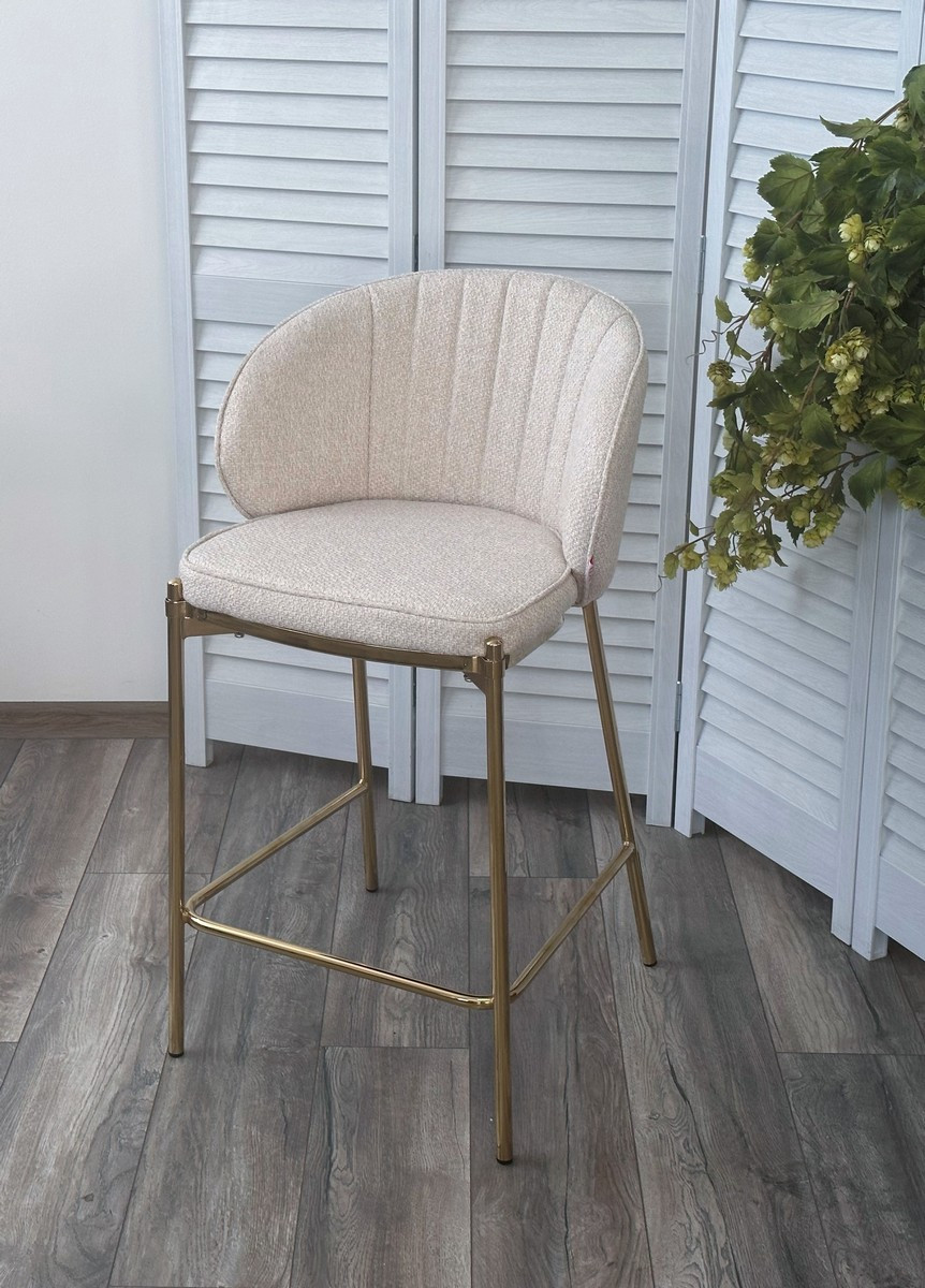 Полубарный стул WENDY TRF-11 светло-бежевый, ткань / золотой каркас (H=65) - фото 4 - id-p115751035