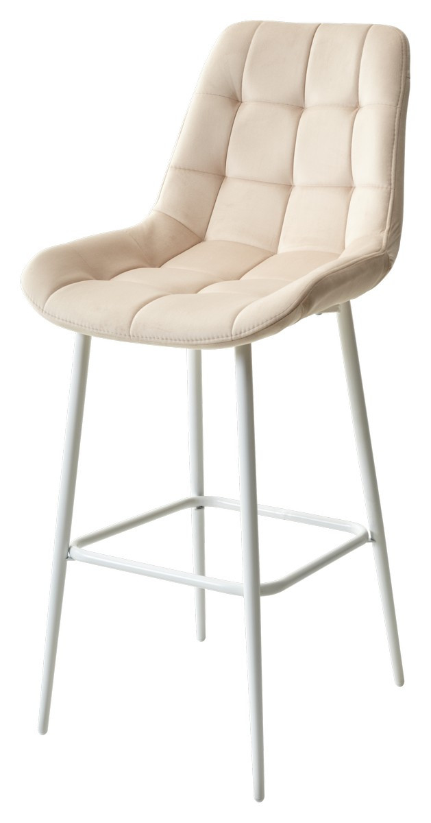 Барный стул ХОФМАН, цвет H-06 Бежевый, велюр / белый каркас - фото 1 - id-p115751038