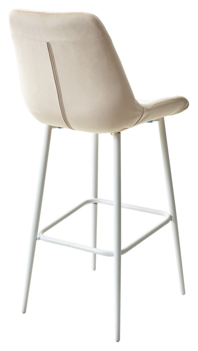 Барный стул ХОФМАН, цвет H-06 Бежевый, велюр / белый каркас - фото 5 - id-p115751038