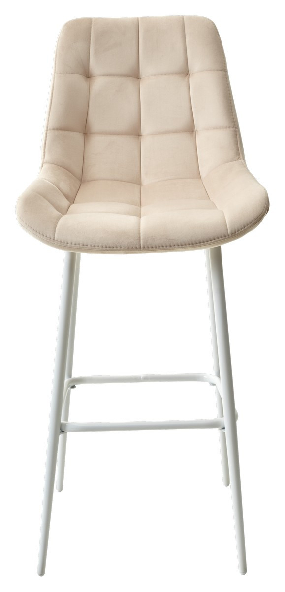 Барный стул ХОФМАН, цвет H-06 Бежевый, велюр / белый каркас - фото 6 - id-p115751038