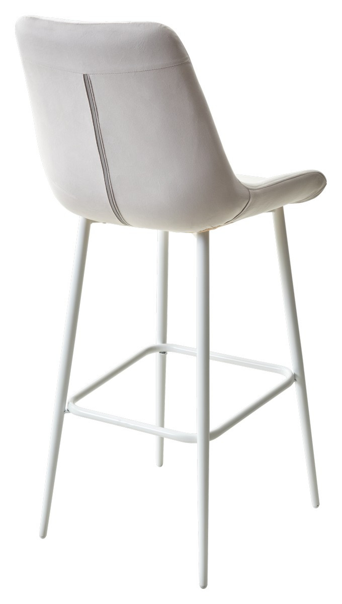 Барный стул ХОФМАН, цвет H-09 Светло-серый, велюр / белый каркас - фото 4 - id-p115751039