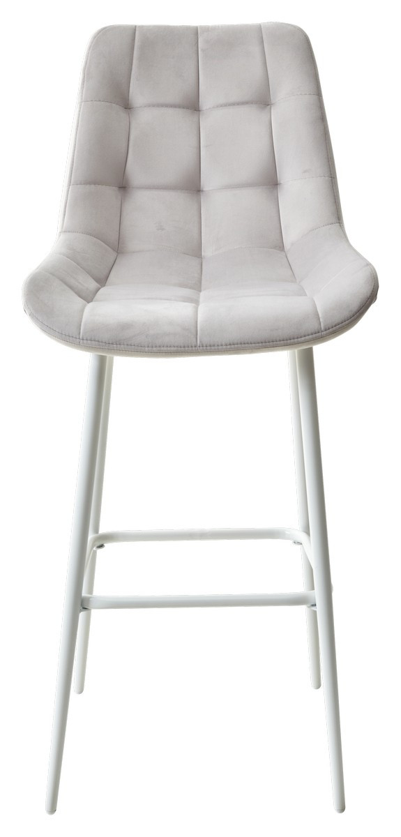 Барный стул ХОФМАН, цвет H-09 Светло-серый, велюр / белый каркас - фото 6 - id-p115751039