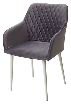 Стул BRANDY-X СЕРЫЙ #27, велюр / белый каркас