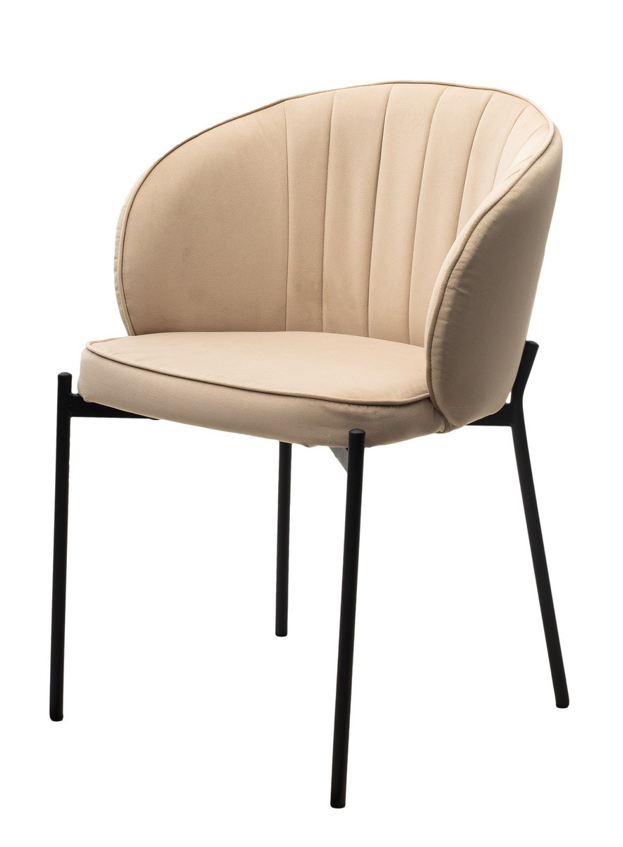 Стул ДЕНИ, цвет Velutto 05 Бежевый, велюр / черный каркас, фото 1