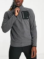 Calvin Klein Golf Planet 1/4 zip fleece top with patch pocket in charcoal grey