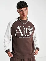 ASOS Actual co-ord oversized sweatshirt with raglan sleeves and logo in brown