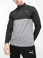 Puma Golf Gamer colorblock 1/4 zip sweat in black/grey
