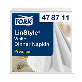 Салфетка для ужина Tork Premium LinStyle® белая 50 шт., размер листа 39*39 см, цена за 1 уп