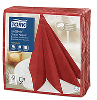 Салфетка для ужина Tork Premium LinStyle® кра, 1-слойные, 50 шт., размер листа 39*39 см, Красный, цена за 1 уп
