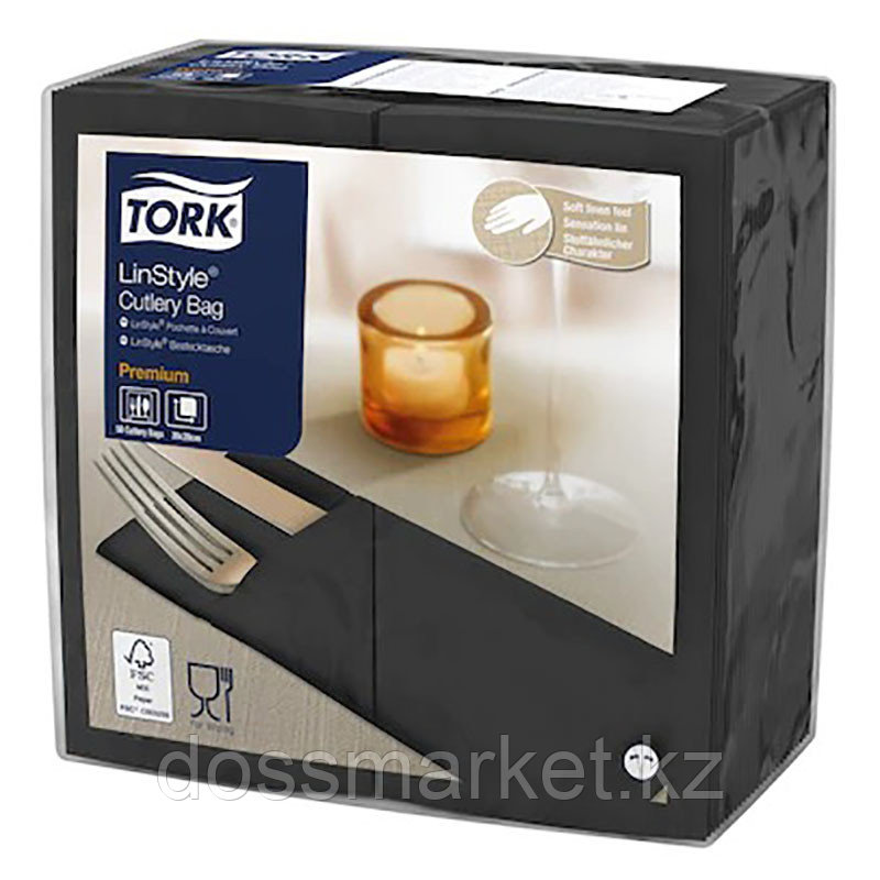 Tork Premium Linstyle® конверт для приборов, черный,50 шт., размер листа 39*39 см цена за 1 уп