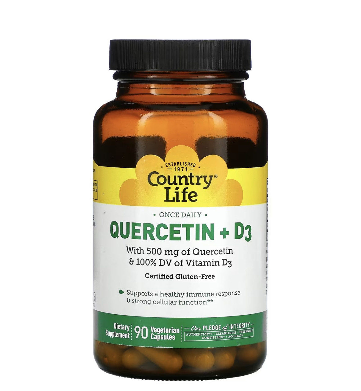 Country life кверцетин с витамином д3, 90 вегетарианских капсул - фото 1 - id-p115776420