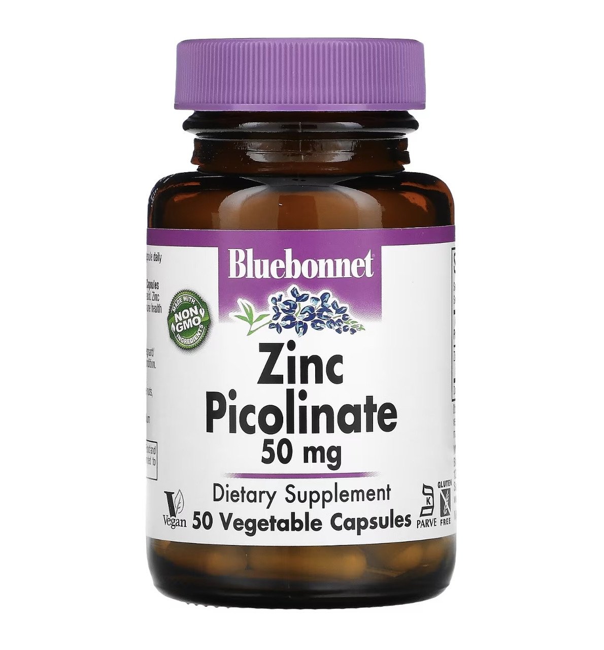 Bluebonnet пиколинат цинка, 50 мг, 50 растительных капсул - фото 1 - id-p115776424