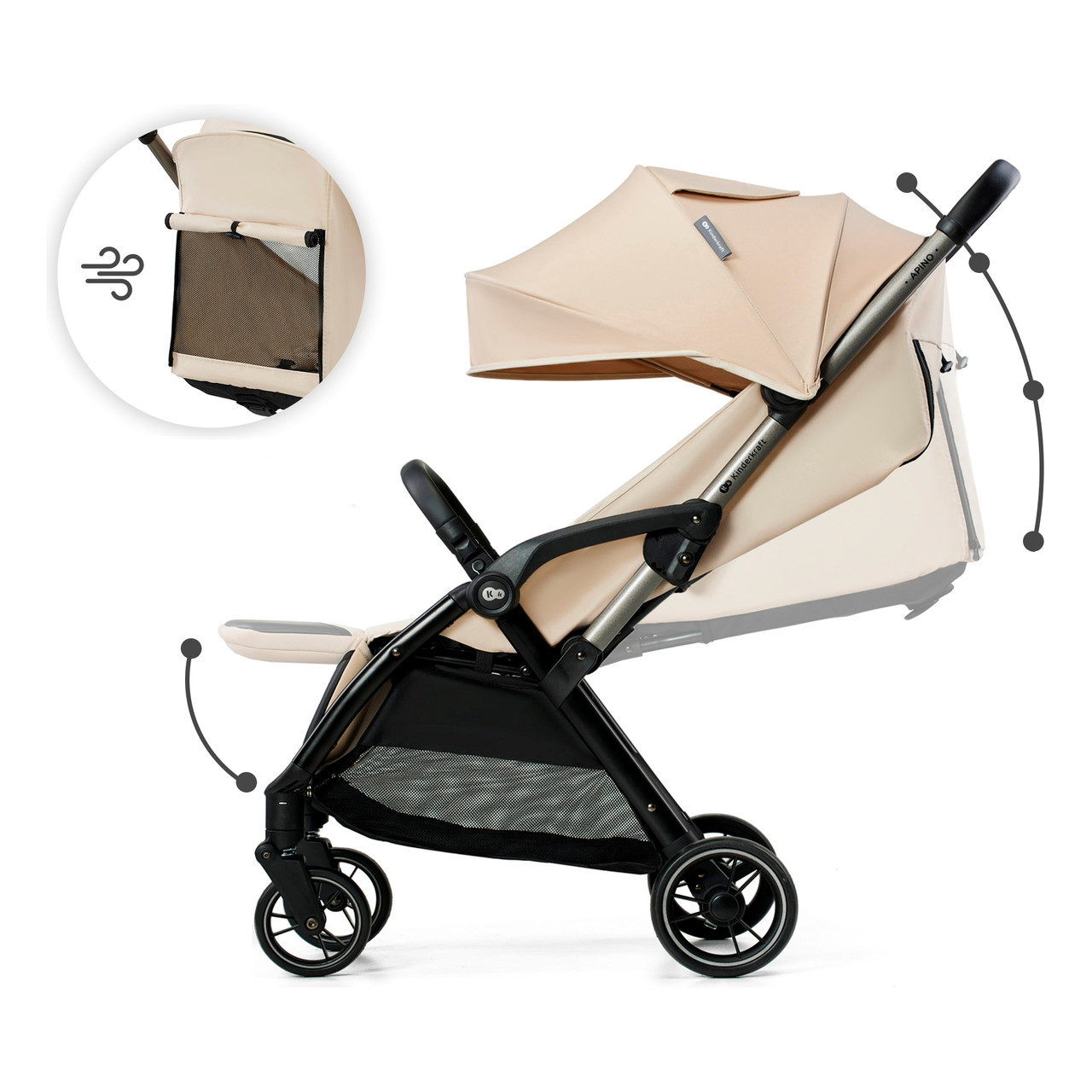 Коляска APINO Kinderkraft, Dune Beige - фото 7 - id-p115778226