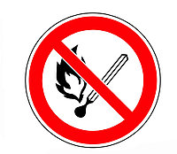 Знак "Запрещается пользоваться открытым огнём и курить" Г-02 А3