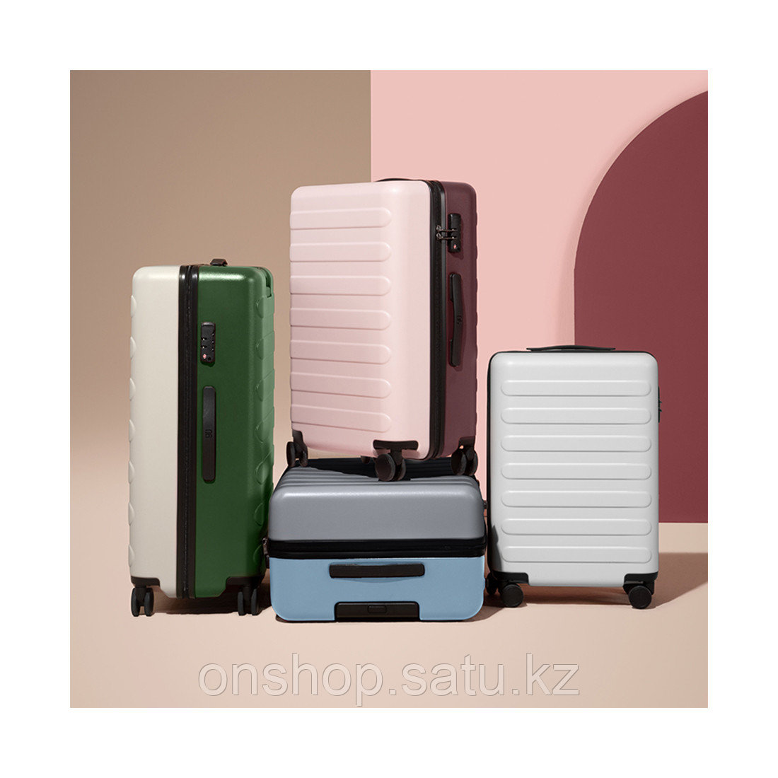Чемодан NINETYGO Rhine Luggage 20" White+Green - фото 2 - id-p115821295