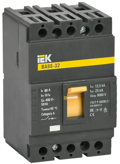 Автоматический выключатель ВА88-32 3Р 80А 25кА IEK - фото 1 - id-p110515674