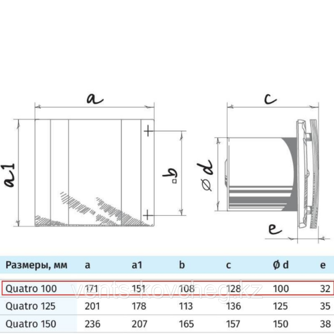 Вентиляторы вытяжные декоративные Blauberg Quatro D 150 - фото 3 - id-p111973861