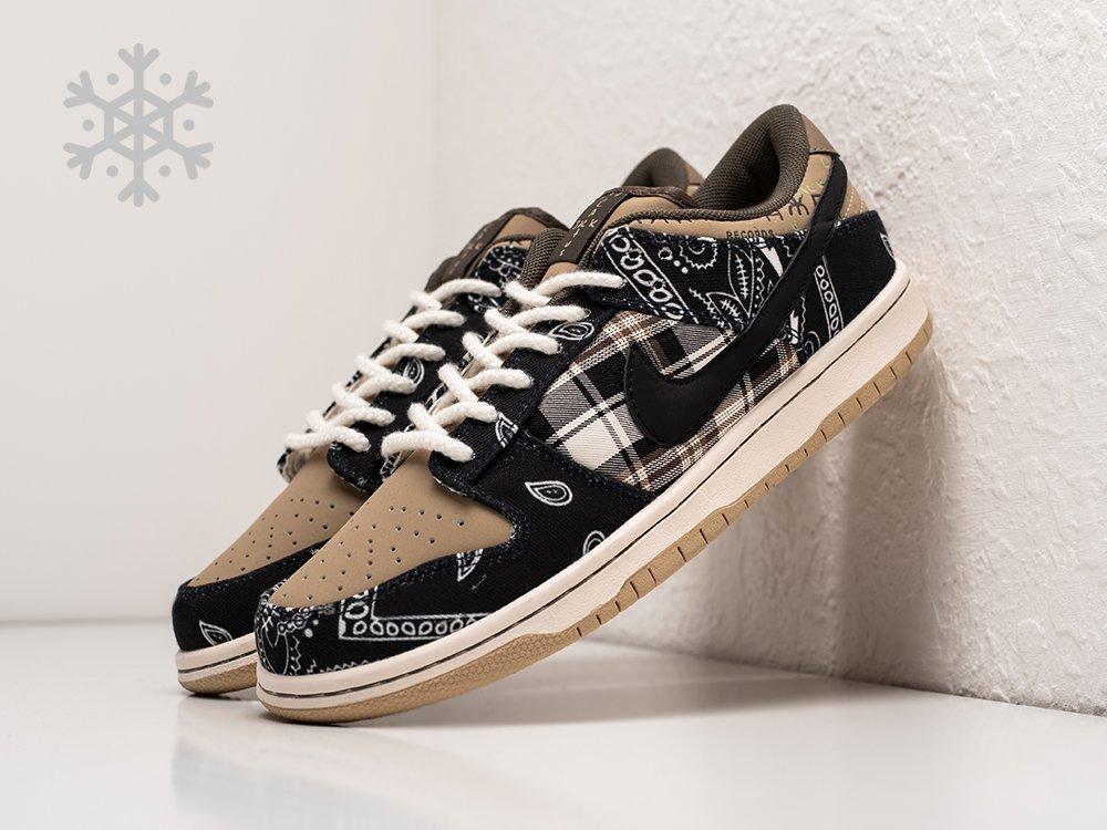 Зимние Кроссовки Nike SB Dunk Low x Travis Scott 42/Коричневый - фото 1 - id-p115846214