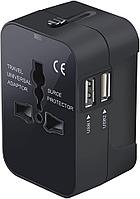 Универсальный переходник адаптер с двумя USB портами туристический.