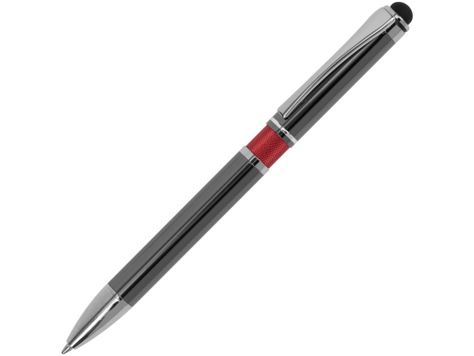 Ручка металлическая шариковая Isabella с анодированным покрытием и цветной вставкой, оружейная сталь и красн - фото 1 - id-p115885038
