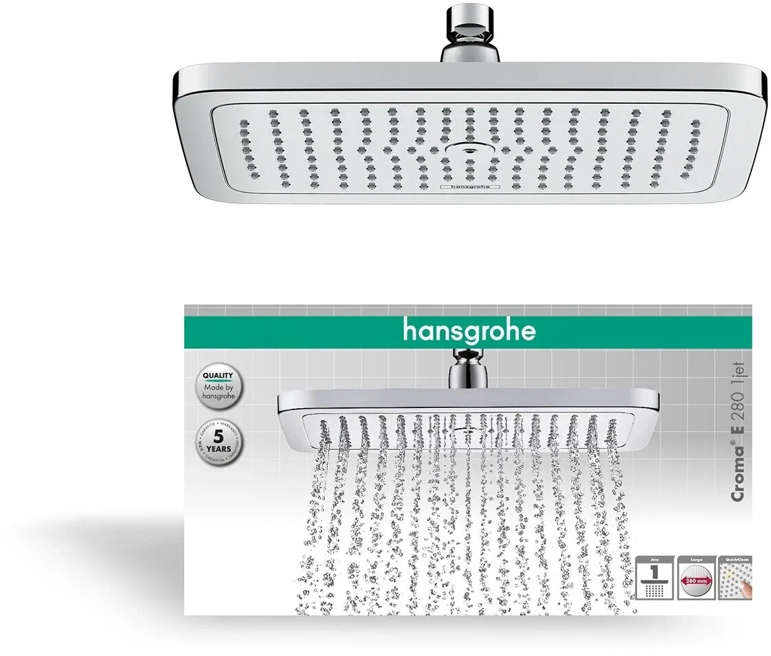 Душевая система с термостатом для душа Hansgrohe Croma E Showerpipe 280 27630000, хром - фото 6 - id-p115897101