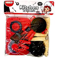 7706-12 Мини кухня Kitchen(посуда,плита на ножках) в пакете черный, 33*28см, фото 2