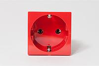 Розетка электрическая 2К+З с защитными шторками(красный) 200014