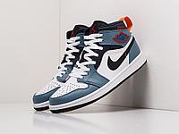 Кроссовки Nike Air Jordan 1 Mid 40/Синий 2926, 6345, 6388, 7259, 8322, Баскетбол, Кожа, 41, Демисезон, Синий