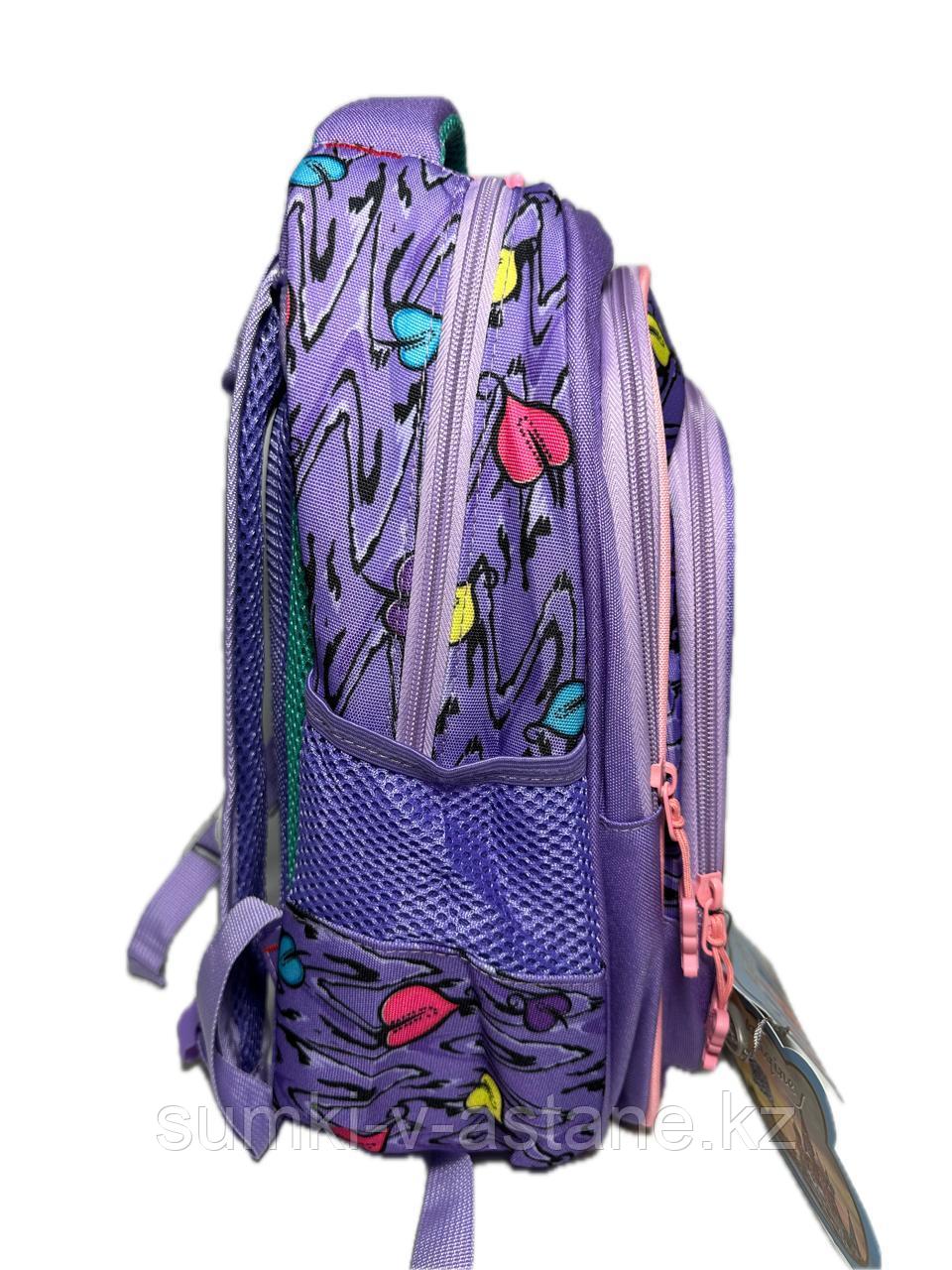 Школьный рюкзак для девочек в начальный класс "MIQINEY". Высота 36 см, ширина 26 см, глубина 15 см. - фото 4 - id-p115903492