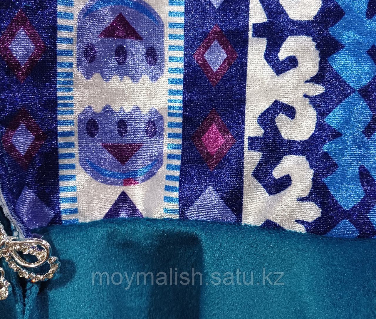 Жилет (размеры 6-8 г) казахский национальный с орнаментами для девочек синий - фото 4 - id-p115903525