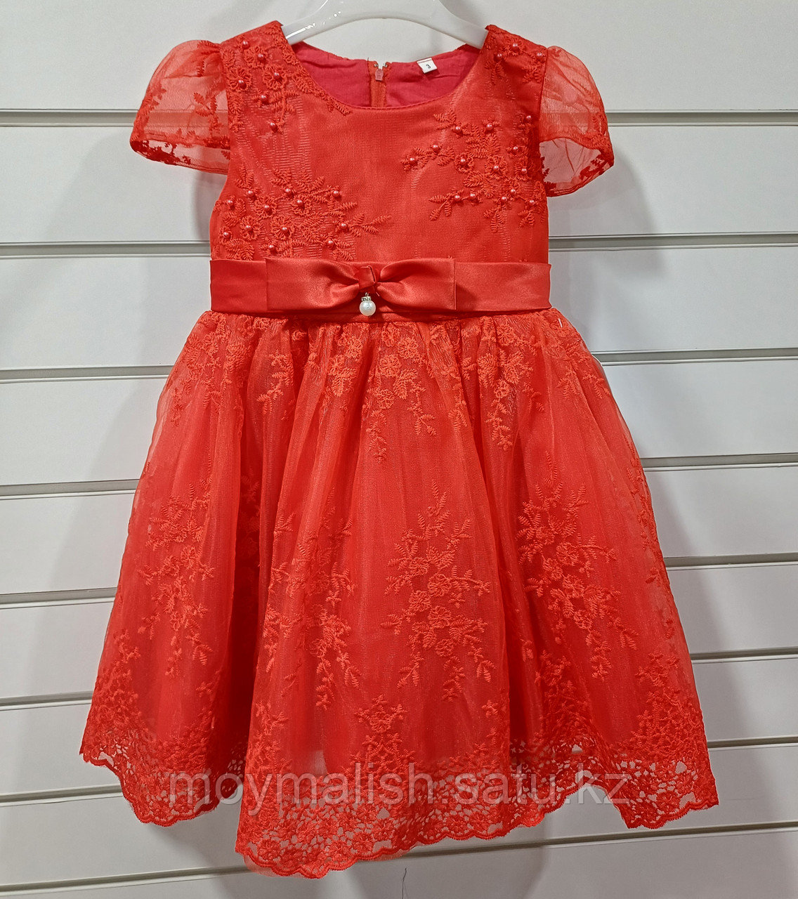 Платье (размеры 3/6 л) красное пышное для девочки на х/б подкладе - фото 1 - id-p115903646