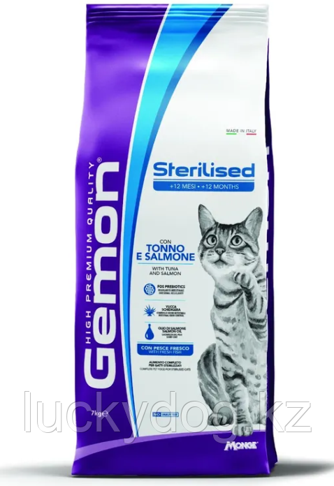 Gemon Adult 7кг с тунцом и лососем сухой корм для взрослых кошек, фото 1