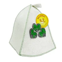 Шапка для бани Жар-Банька «Валентинки желтые», войлок, с войлочной нашивкой, серая