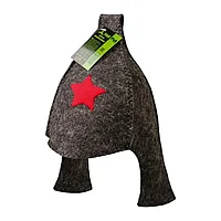 Шапка для бани Hot Pot «Будёновка», войлок, с войлочной нашивкой, серый