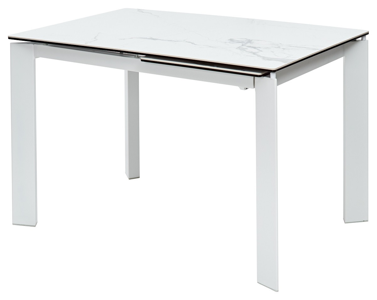 Стол CORNER 120 MATTE STATUARIO Белый мрамор матовый керамика, стекло/ белый каркас,